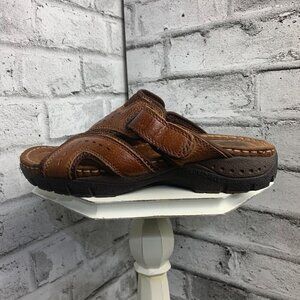 Clarks Brown Leather Chunky Slip On Dad Sandal Slides